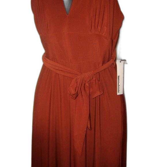 Haute Monde Small Cognac Belted Sleeveless Jumpsuit NWT - Picture 16 of 16